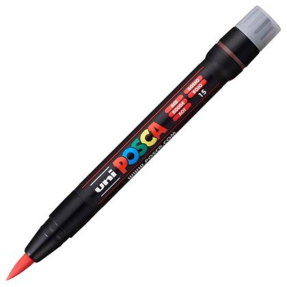 Перманентен маркер Uni Posca PCF-350, четка, на водна основа, 1-10 mm, Червен