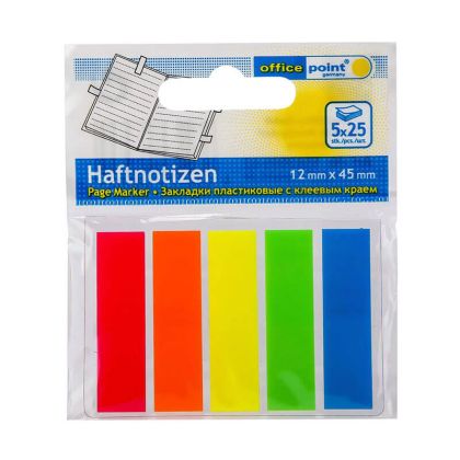 Индекси Office Point PVC, 12х45mm, 5х25л, Неон