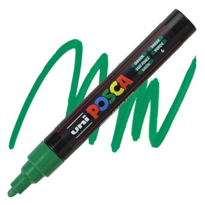 Перманентен маркер Uni Posca PC-5M на водна основа, 1.8-2.5 mm, Зелен