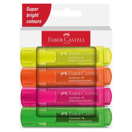 Текст маркер Faber-Castell, 4 цвята Неон