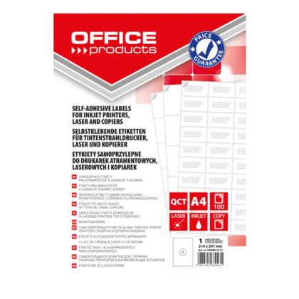 Етикети Office Product 210x297mm A4, 100л. 1 етикет на лист