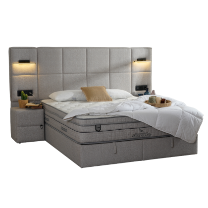 Тапицирана спалня с матрак COMFORT 180 x 200 - сив 02