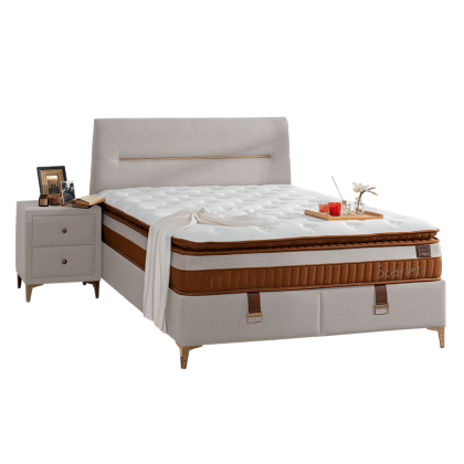 Тапицирана спалня с матрак SCARLET 160 x 200 - крем