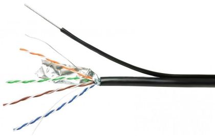 Кабел FTP/M + носещо въже Cat.5e 24AWG CCA