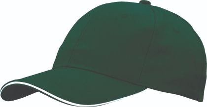 Шапка с козирка, 6 панела, тъмнозелен