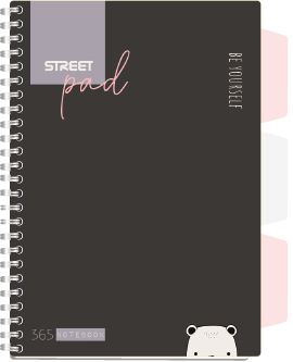 Тетрадка Street Pad, А5, спирала, PP, 100 листа, широки редове, colourful