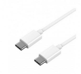 Кабел USB Type C - USB Type C 1м, 3A, 60W, силиконов, Бял