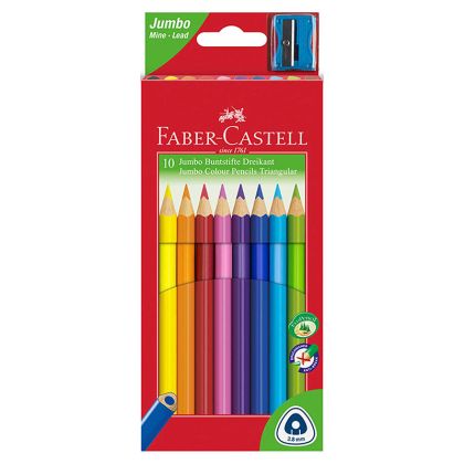 Цветни моливи Faber Castell Jimbo 10 цвята+острилка