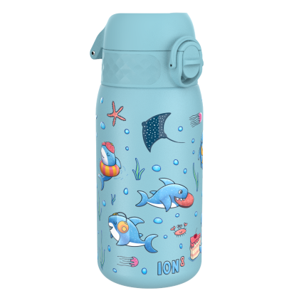 Бутилка за вода Ion8 Print, метална, 400ml, Sharks