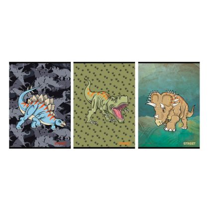 Тетрадка Street, А5, бели листа, 54л, Dinosaurs