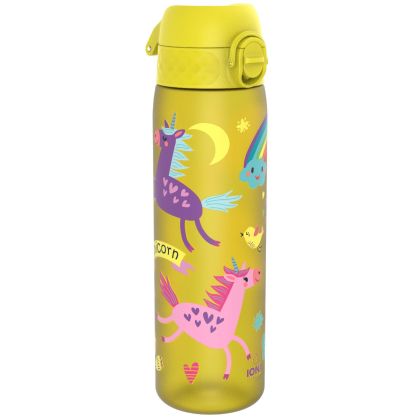 Бутилка за вода Ion8 Print, рец.пл, 500ml, ЕДНОРОЗИ ЖЪЛТИ