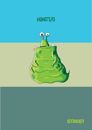 Тетрадка Street, А5, бели листа, 54листа, monsters