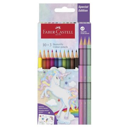 Цветни моливи Faber-Castell Еднорог, 10+3 цвята