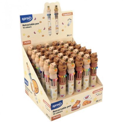 Химикалка Spree Capybara с фигурка, 10 цвята