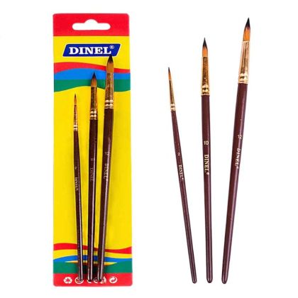 Комплект четки за рисуване Dinel, 3 броя, обли