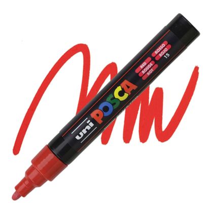 Перманентен маркер Uni Posca PC-5M на водна основа, 1.8-2.5 mm, Червен
