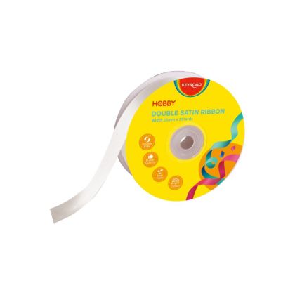 Лента Keyroad KR990031, 25м, сатен, Бял