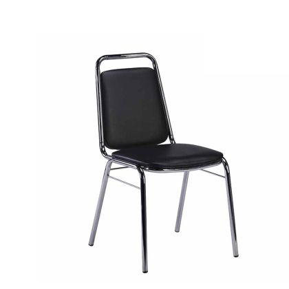 Посетителски стол RFG Party M, екокожа, метална основа, до 120 kg, черен, 4 броя в комплект