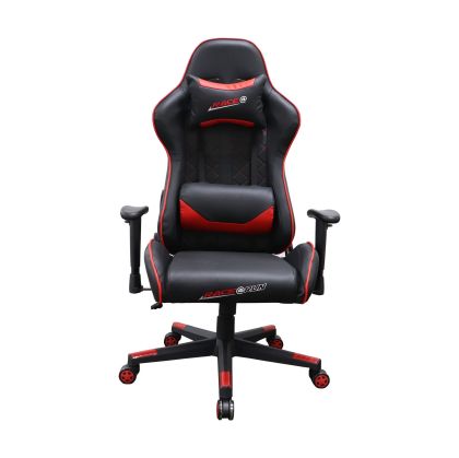 Геймърски стол RFG Race@Run, екокожа, полиамидна основа, до 130 kg, черна седалка, червена облегалка