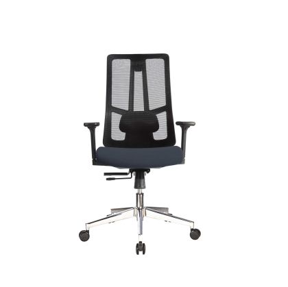 Ергономичен стол RFG Artur W, дамаска и меш, до 150 kg, тъмносива седалка, черна облегалка