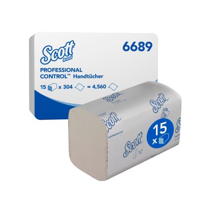 Кърпи за ръце Kimberly-Clark Scott Control 6689, V-сгъвка, еднопластови, 304 къса, 21.2 х 20 cm, 15 броя