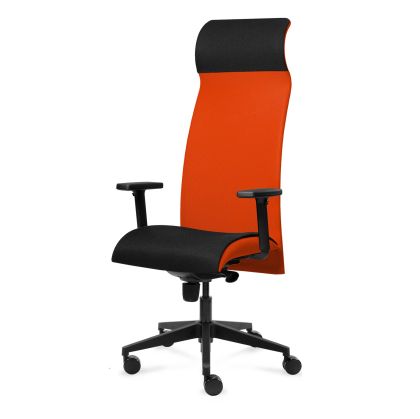 Ергономичен стол Tronhill Solium Executive, дамаска и меш, Synchronous механизъм, до 120 kg, оранжев