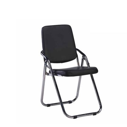 Посетителски стол RFG Fold, сгъваем, екокожа, метална основа, до 120 kg, черен, 4 броя в комплект