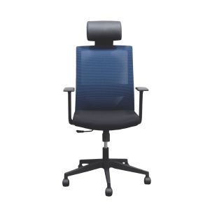 Директорски стол RFG Berry HB, дамаска и меш, Tilt механизъм, до 120 kg, черна седалка, тъмносиня облегалка