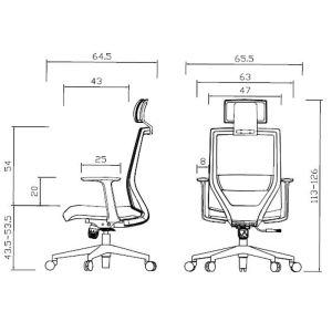Директорски стол RFG Berry HB, дамаска и меш, Tilt механизъм, до 120 kg, черна седалка, тъмносиня облегалка