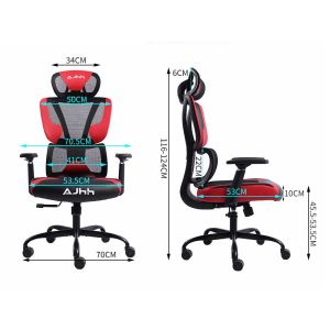 Геймърски стол RFG Strike, дамаска и меш, Multi-function механизъм, метална основа, до 130 kg, черно-червен