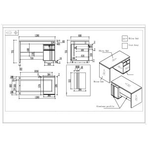 Бюро RFG Chicago, с контейнер, 1200 х 600 х 750 mm, ПДЧ 25 mm, дъб Рейн и тъмносиво