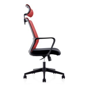 Директорски стол RFG Smart HB, дамаска и меш, Tilt механизъм, до 120 kg, черна седалка, червена облегалка