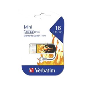 Verbatim USB флаш памет Mini Elements, USB 2.0, 16 GB, огън