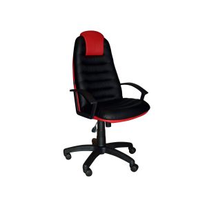 Геймърски стол Tunis, екокожа, Tilt механизъм, полиамидна основа, до 120 kg, черно-червен