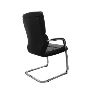 Посетителски стол RFG GRANDE M, екокожа, метална основа, до 150 kg, черен, 2 броя в комплект