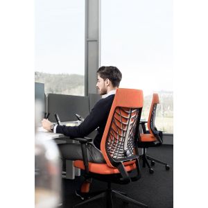 Eргономичен стол Interstuhl Joyce JC267, дамаска и меш, Synchronous механизъм, до 120 kg, светлосив/зелен