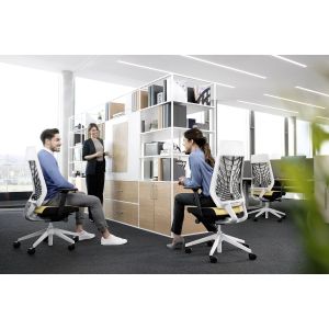 Eргономичен стол Interstuhl Joyce JC267, дамаска и меш, Synchronous механизъм, до 120 kg, светлосив/зелен