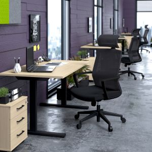 Директорски стол RFG Smart HB, дамаска и меш, Tilt механизъм, до 120 kg, черна седалка, черна облегалка