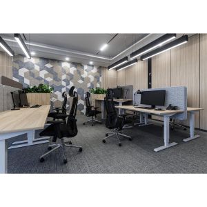 Ергономично eлектрическо бюро RFG, 160 x 80 cm, ПДЧ 25 mm, бял плот, бели метални крака