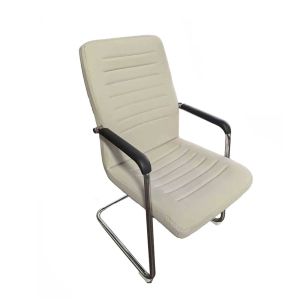 Посетителски стол RFG Sit M, екокожа, метална основа, до 120 kg, бежов, 2 броя в комплект