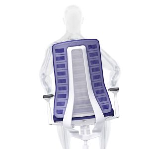 Eргономичен стол Interstuhl Pure PU213, дамаска и меш, Smart-Spring механизъм, до 120 kg, бял/син пастел