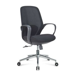 Офис стол RFG Egg W Chrome, дамаска и меш, полипропиленова основа, до 130 kg, черен