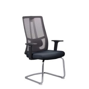 Посетителски стол RFG Artur M, дамаска и меш, до 150 kg, тъмносива седалка, черна облегалка, 2 броя в комплект