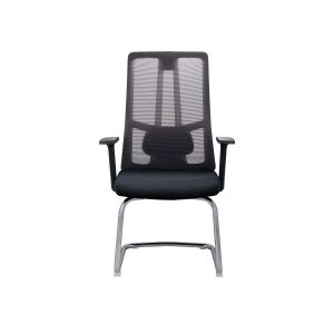 Посетителски стол RFG Artur M, дамаска и меш, до 150 kg, тъмносива седалка, черна облегалка, 2 броя в комплект