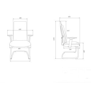 Посетителски стол RFG Artur M, дамаска и меш, до 150 kg, тъмносива седалка, черна облегалка, 2 броя в комплект