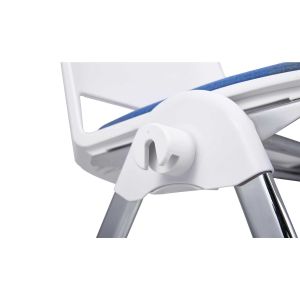 Посетителски стол RFG Sweet Chrome White, дамаска и полипропилен, до 120 kg, син, 4 броя в комплект