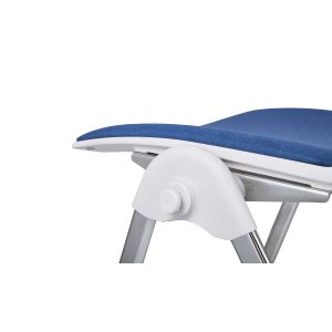 Посетителски стол RFG Sweet Chrome White, дамаска и полипропилен, до 120 kg, син, 4 броя в комплект