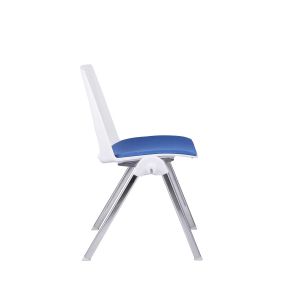 Посетителски стол RFG Sweet Chrome White, дамаска и полипропилен, до 120 kg, син, 4 броя в комплект