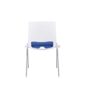 Посетителски стол RFG Sweet Chrome White, дамаска и полипропилен, до 120 kg, син, 4 броя в комплект