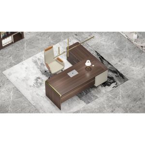 Бюро RFG Lisabon, с шкаф, 1800 х 1650 х 760 mm, ПДЧ 25 mm, дъб и сиво